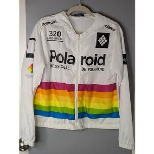 Polaroid Land Camera 320 White Hooded Lightweight windbreaker Jacket Youth M